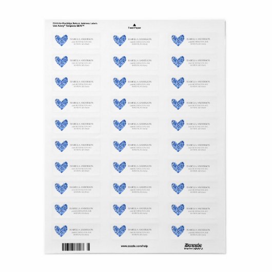 Blue Waterverf Hecht Return Address Label (Full Sheet)