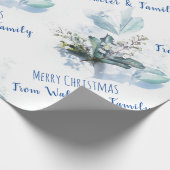 Blue waterverf herfst Custom Naam Kerstcadeau Cadeaupapier (Hoek)