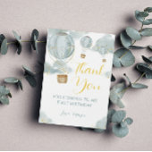 Blue Waterverf Hete Luchtballon Jongen Verjaardag Bedankkaart