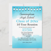 Blue Waterverf High School Class Reunion Sjabloon Kaart (Voorkant)