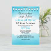 Blue Waterverf High School Class Reunion Sjabloon Kaart (Staand voorkant)