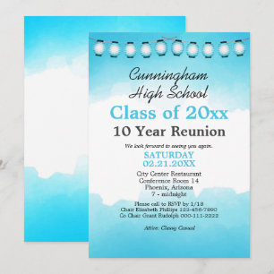Blue Waterverf High School Class Reunion Sjabloon Kaart