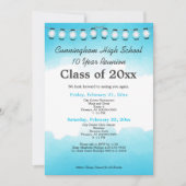 Blue Waterverf High School Class Reunion Sjabloon Kaart (Voorkant)
