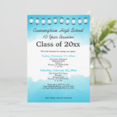 Blue Waterverf High School Class Reunion Sjabloon Kaart (Staand voorkant)
