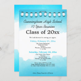 Blue Waterverf High School Class Reunion Sjabloon Kaart
