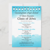 Blue Waterverf High School Class Reunion Sjabloon Kaart (Voorkant)