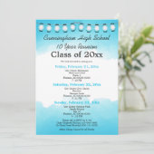 Blue Waterverf High School Class Reunion Sjabloon Kaart (Staand voorkant)