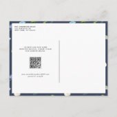 Blue Waterverf Hydrangea QR Code Wedding Uitnodiging Briefkaart (Achterkant)