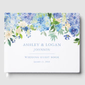 Blue Waterverf hydrangea Wedding Guest Book Gastenboek (Voorkant)
