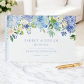 Blue Waterverf hydrangea Wedding Guest Book Gastenboek