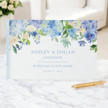 Blue Waterverf hydrangea Wedding Guest Book