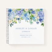 Blue Waterverf hydrangea Wedding Guest Book Notitieboek (Voorkant)