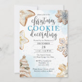 Blue Waterverf Icing Cookie Decorating Party Kaart (Voorkant)