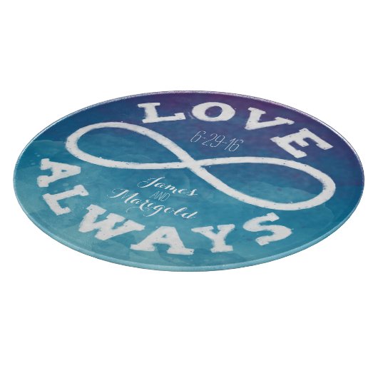 Blue Waterverf Infinity Love Wedding Date, Names Snijplank (Hoek)