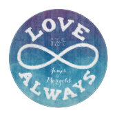 Blue Waterverf Infinity Love Wedding Date, Names Snijplank (Voorkant)