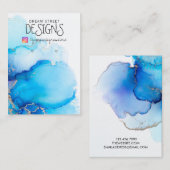 Blue Waterverf Instagram Earring Display Kaart Visitekaartje (Voorkant / Achterkant)