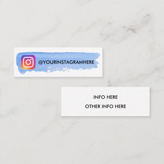 Blue Waterverf Instagram Mini Visitekaartje (Voorkant / Achterkant)