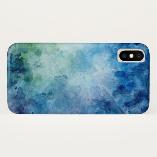 Blue Waterverf iPhone case (Achterkant (horizontaal))