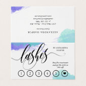 Blue Waterverf Lash Artist Aftercare Loyaliteit Visitekaartje (Buitenkant ongevouwen)