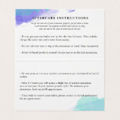 Blue Waterverf Lash Artist Aftercare Loyaliteit Visitekaartje (Binnenkant ongevouwen)