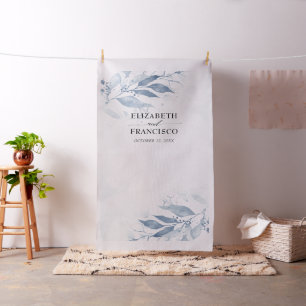 Blue Waterverf Leaf Wedding Photo Booth Backdrop Stof
