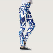 Blue Waterverf Leaves Yogabroek Leggings Vrouwen (Rechts)