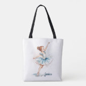 Blue Waterverf Little Ballerina Dancer Tote Bag (Achterkant)