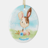 Blue Waterverf Little Bunny Keramisch Ornament (Rechts)