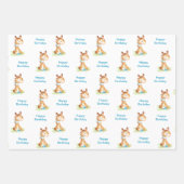 Blue Waterverf Little Horse Inpakpapier Vel (Voorkant 2)