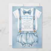 Blue Waterverf Little Man Baby shower Uitnodiging (Voorkant)