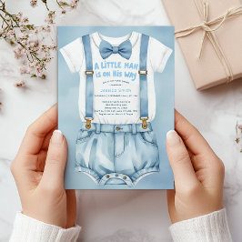 Blue Waterverf Little Man Baby shower Uitnodiging