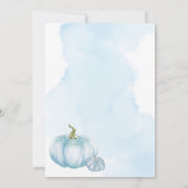 Blue Waterverf Little Pumpkin Boy Baby shower Kaart (Achterkant)