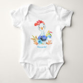 Blue Waterverf Little Rooster Romper (Voorkant)