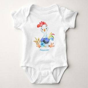 Blue Waterverf Little Rooster Romper