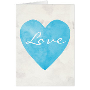 Blue Waterverf Love Heart