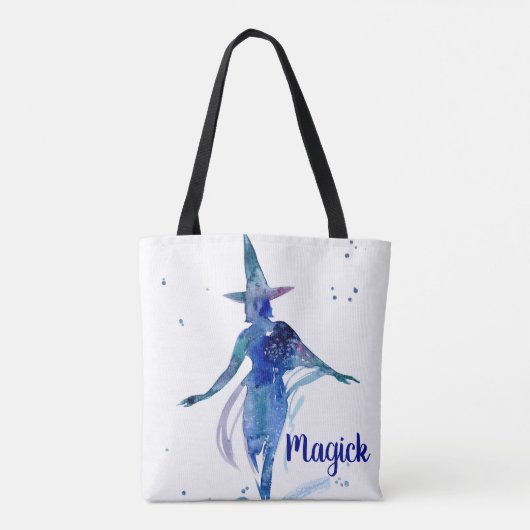 Blue Waterverf Magick Witch Canvas tas (Achterkant)