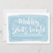 Blue Waterverf Making Spirits Bright Holiday Kaart (Voorkant)