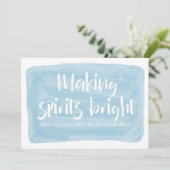 Blue Waterverf Making Spirits Bright Holiday Kaart (Staand voorkant)