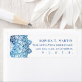 Blue Waterverf Mandala Medallion Yoga Meditatie Etiket (Insitu)