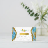 Blue Waterverf Marble Gold Foil Appointment Card Visitekaartje (Staand voorkant)