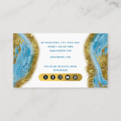 Blue Waterverf Marble Gold Foil Appointment Card Visitekaartje (Achterkant)