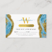 Blue Waterverf Marble Gold Foil Appointment Card Visitekaartje (Voorkant)