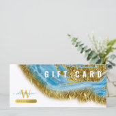 Blue Waterverf Marble Gold Hair Makeup Gift Kaart (Staand voorkant)