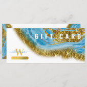 Blue Waterverf Marble Gold Hair Makeup Gift Kaart (Voorkant / Achterkant)