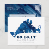 Blue Waterverf Martha's Vineyard Save the Date Aankondigingskaart (Voorkant / Achterkant)