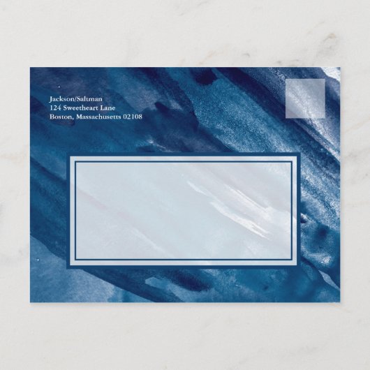 Blue Waterverf Martha's Vineyard Save the Date Aankondigingskaart (Achterkant)