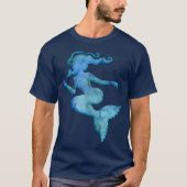 Blue Waterverf Mermaid T-Shirt (Voorkant)