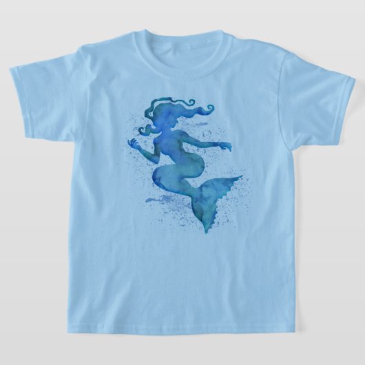 Blue Waterverf Mermaid T-Shirt (Laagn)