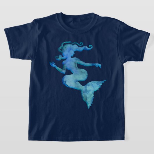 Blue Waterverf Mermaid T-Shirt (Laagn)