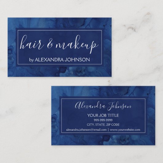 Blue Waterverf Modern Abstract Splash Visitekaartje (Voorkant / Achterkant)